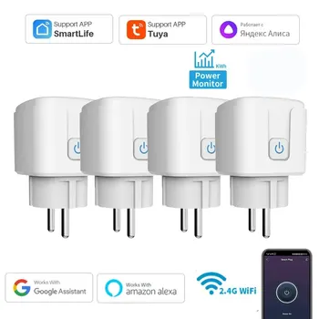 Smart EU Steckdose WiFi 20A EU Stecker Outlet Fernbedienung Timer Power Monitor Unterstützung Stimme Google