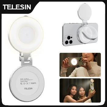 TELESIN Smartphone Magnetisches Fülllicht Mini-Selfie-Licht 3 Modi Einstellbare Helligkeit für iPhone XIAOMI