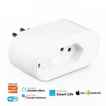 Kompatibel mit Tuya 16A/20A Brasilien-Standard WLAN-Smart-Steckdose, funktioniert mit Google Home Alexa