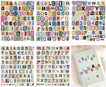5 Blatt Vintage Alphabet- und Zahlen-Vinyl-Aufkleber, selbstklebend, für Scrapbooking, Journaling (372 Stück)