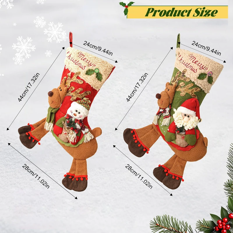 Weihnachtsstrümpfe Niedliche Geschenktasche aus Plüsch mit – Bild 2