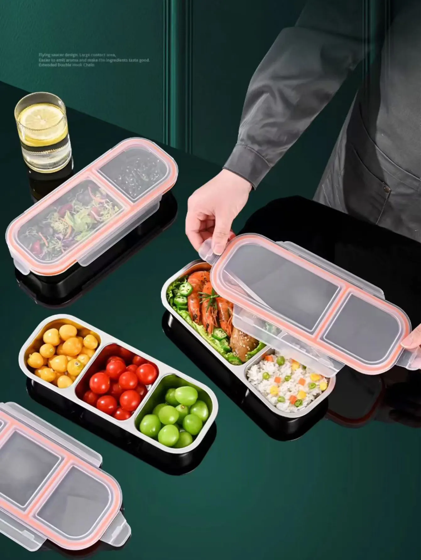 Edelstahl-Mini-Lunchbox mit Fächern für leichte Mahlzeiten – Bild 2