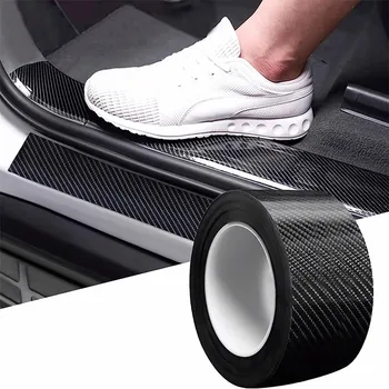 3D Nano Carbon Faser Auto Stoßstange Tür Schutz Film 3m Auto Tür Sill Schutz Aufkleber Schwarz Wasserdicht