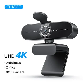 EMEET 4K/1080P Webcam für PC/Computer PDAF Autofokus-Videokamera mit zwei Mikrofone Webkamera Funktioniert