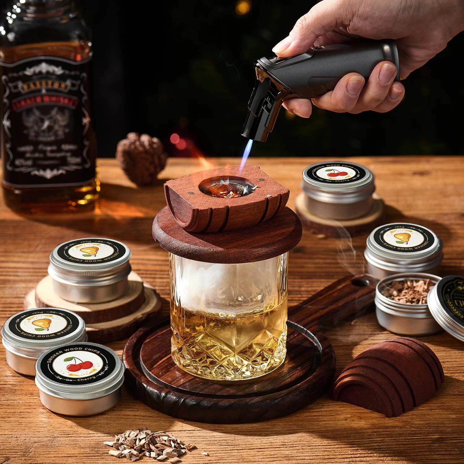 Whiskey-Räucher-Set mit Holzspäne, 6 Geschmacksrichtungen – Bild 4