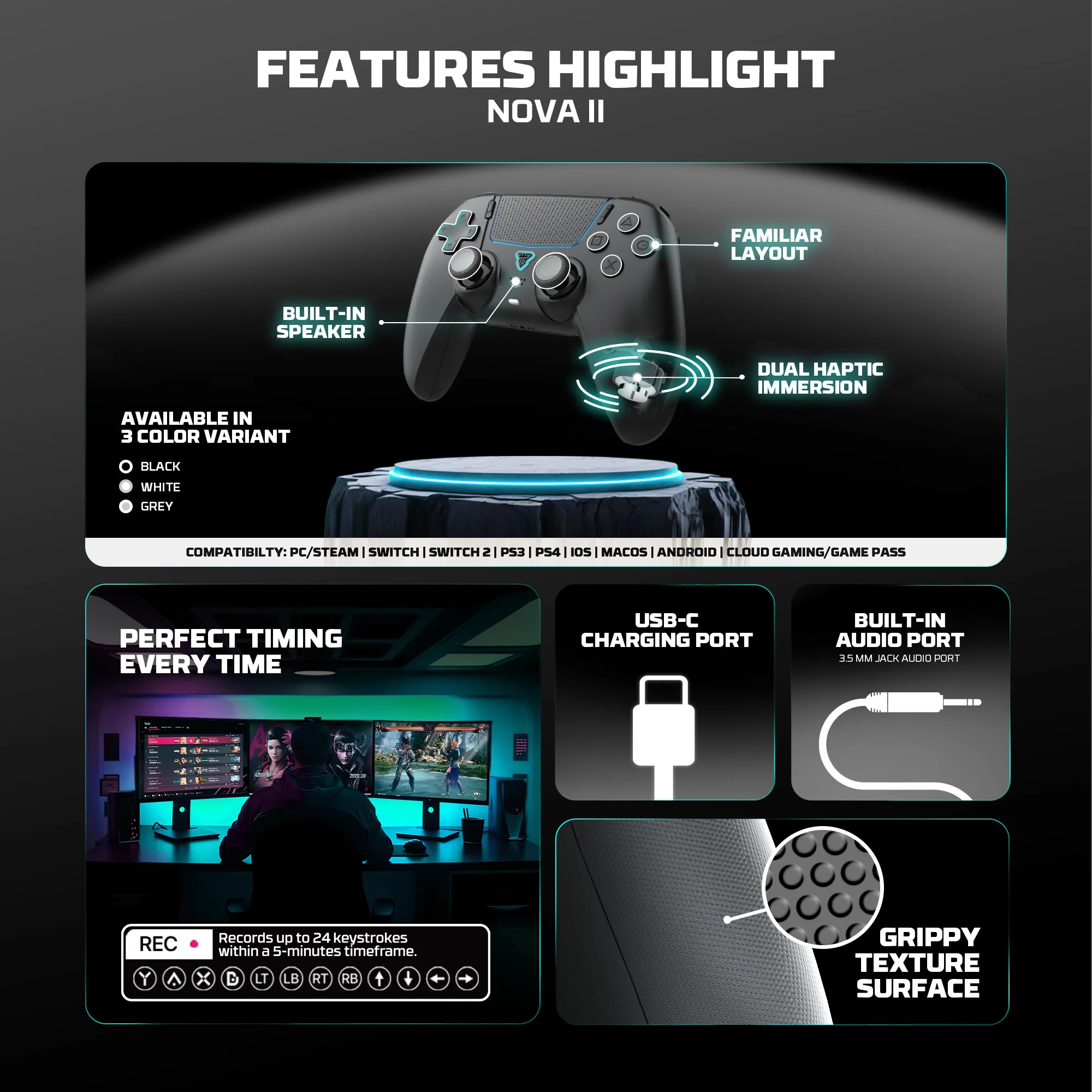 FANTECH NOVA II WGP16 Wireless Gamepad Gyro Sensor Hall – Bild 3