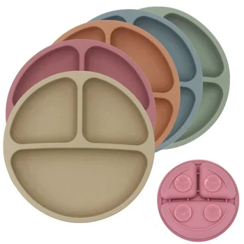 Baby Safe Silikon Essplatte Saug Cartoon Kinder Gerichte Fütterung Kleinkind Training Geschirr Retro Kinder