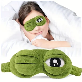 3D Frosch Schlafmaske Natürliche Schlafbrille für Frauen und Männer Kreative Cartoon Weiche Tragbare