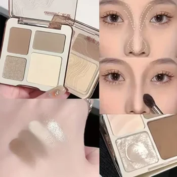 Dreidimensionale vierfarbige Highlight-Konturpalette für das Gesicht, matte, langanhaltende, aufhellende
