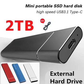 Festplatte 2TB Hochgeschwindigkeits-Externe SSD Tragbare SSD USB3.0 Solid-State-Laufwerk Backup-Speicher