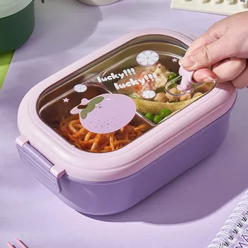 Lunchbox, tragbar, auslaufsicher, geteilt, Thermo-Lunchbox aus Edelstahl für Studenten, Schule, Büro