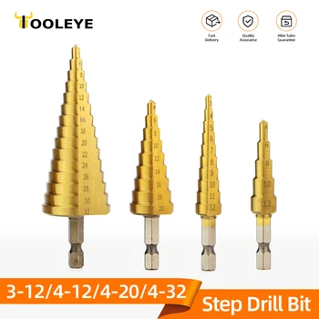 TOOLEYE HSS Titan Stufenbohrer Bühnenbohrer für Metall Holz Hochgeschwindigkeits-Stufenbohrer-Set