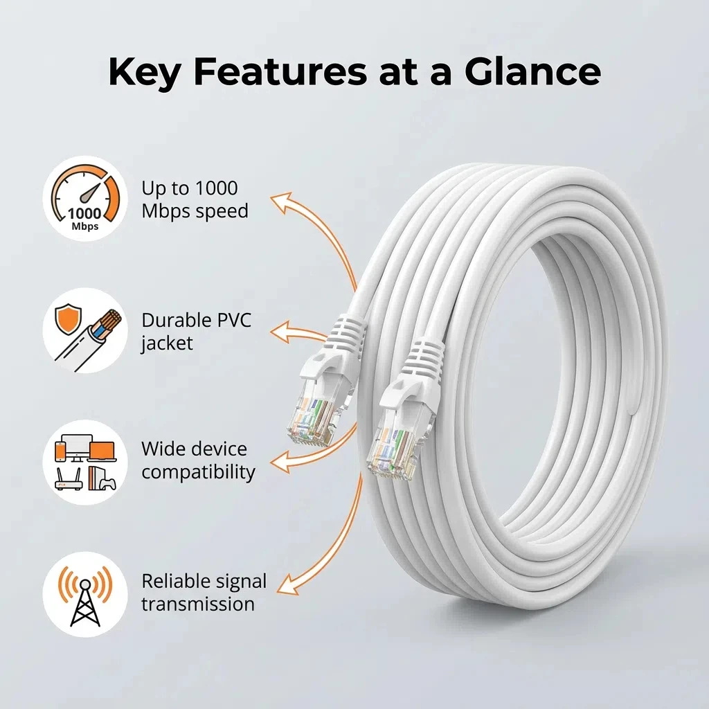Cat 6 Netzwerkkabel RJ45 UTP, 1 Gbit/s, in mehreren Längen – Bild 3