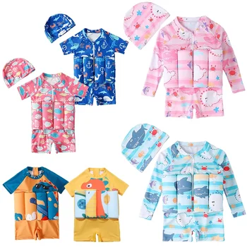 Kinder-Auftriebs-Badeanzug, einteiliger Badeanzug für Kinder, schwimmende Rashguards, Cartoon-Druck