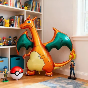 Pokemon Ballon 3D Große Feuerspeiende Drachen Folienballon Kinder Alles Gute Zum Geburtstag Party Dekoration