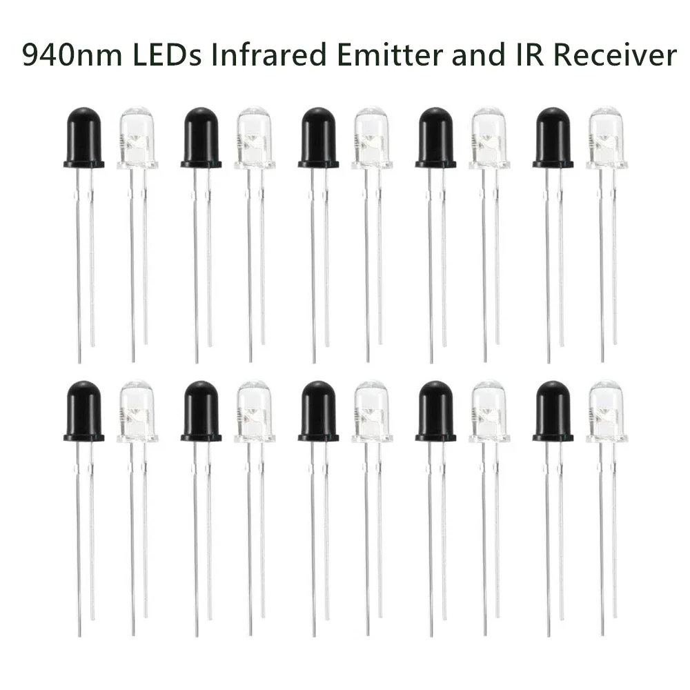 10 Paar 3 mm 5 mm 940 nm LEDs Infrarot-Sender und