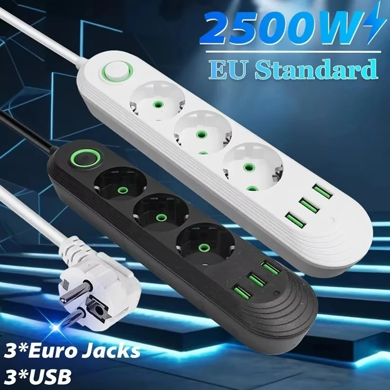 2500W EU-Stecker Mehrfachsteckdose mit Verlängerungskabel – Bild 4