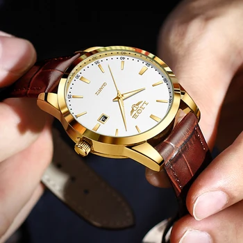 LIGE Mode Braune Lederuhr Männer Militär Sport Herren Quarz Armbanduhren Casual Wasserdicht Chronograph