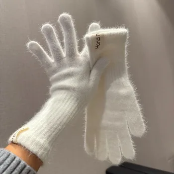 Frauen Wolle Kaschmir Handschuhe Zopfmuster Touchscreen Finger Loch Winter Herbst Warme Handgelenk Länge