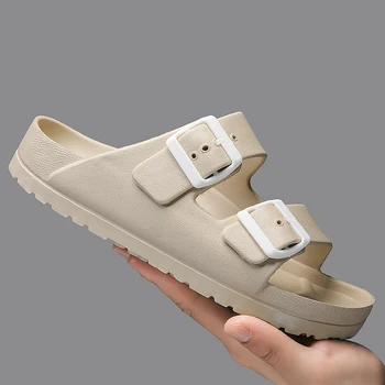 Damen EVA Leichte Birken-Schuhe Slides Hausschuhe mit verstellbaren Doppelriemen Slip-on-Gummi-Sandalen Flats