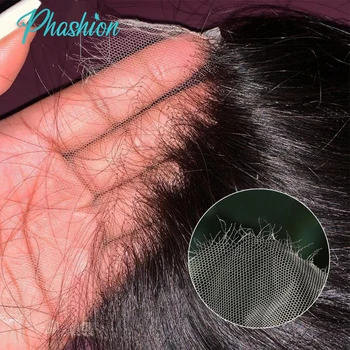 Phashion HD 13x6 13x4 Lace Frontal Straight Preplucked 4x4 5x5 6x6 Swiss Full Closure Only Natural Black 100%