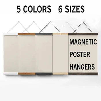 Magnetische Holz Poster Aufhänger Rahmen 5 Farben Fotos Wand Kunst Leinwand Druck Malerei Teak Kiefer Holz