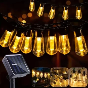 Solarlampen Lichterketten, wasserdichte Gartenlampen für den Außenbereich, Garten, Terrasse, Balkon, Camping