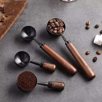 Walnuss Griff Kaffee Löffel Langen Griff Kaffee Bean Löffel Kurzen Griff Edelstahl Kaffee Pulver Messlöffel