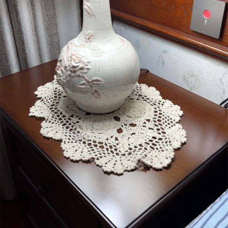 Vintage gehäkelte Deckchen, ovale Tischset, Shabby-Chic – Bild 5