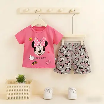 Sommer-Outfit-Set für Babys, Mädchen, kurzärmliges T-Shirt und Shorts, Kinderkleidung im Alter von 0-4 Jahren