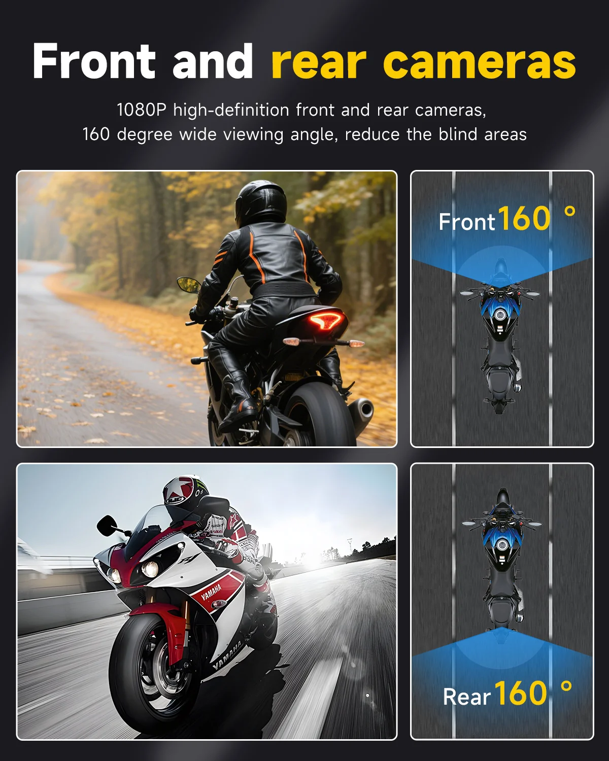 JIUYIN Dual Motorrad DVR 1080P Action Kamera Recorder Vorne – Bild 2