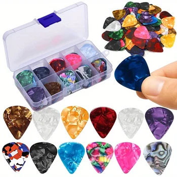 Verpackte 0,46 mm Gitarrenplektren - ABS-Kunststoff, verschiedene Farben und Designs für Gitarre, Ukulele