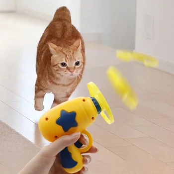 Lustiges Katzenspielzeug, interaktives Katzen-Trainingsspielzeug für Kätzchen, Mini-Frisbee-Schießpistole