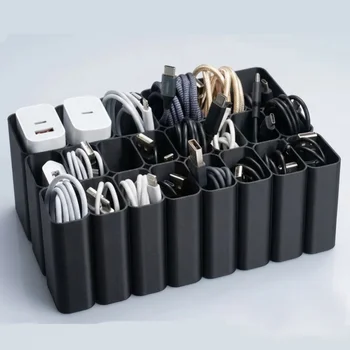 Kabel-Organizer-Box mit 11/22 Fächern, USB-Datenkabel-Aufbewahrung, Schubladen-Kabelmanagement
