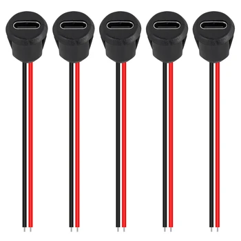 2Pin USB Stecker Typ-C Wasserdicht mit Buchse Schnelle Lade Jack Lade Port USB-C Ladegerät steckdose (5 Stück)