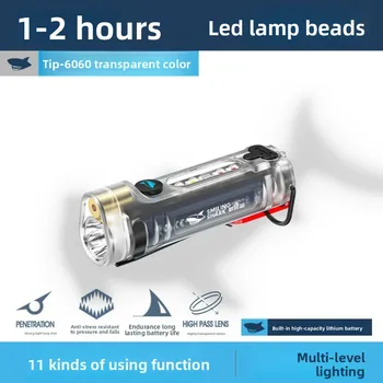 Mini-Taschenlampe mit Infrarot-Seitenlicht - wiederaufladbare Schlüsselanhänger-Taschenlampe, tragbare