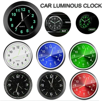 Auto Uhr Leuchtende Autos Interne Stick-On Mini Digital Uhr Mechanik Quarz Uhren Auto Ornament Auto Zubehör