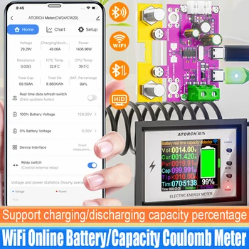 CW24 Smart Batteriekapazitätstester 0-420 V DC Tuya WiFi Digitalanzeige für Spannung Strom Coulomb Meter