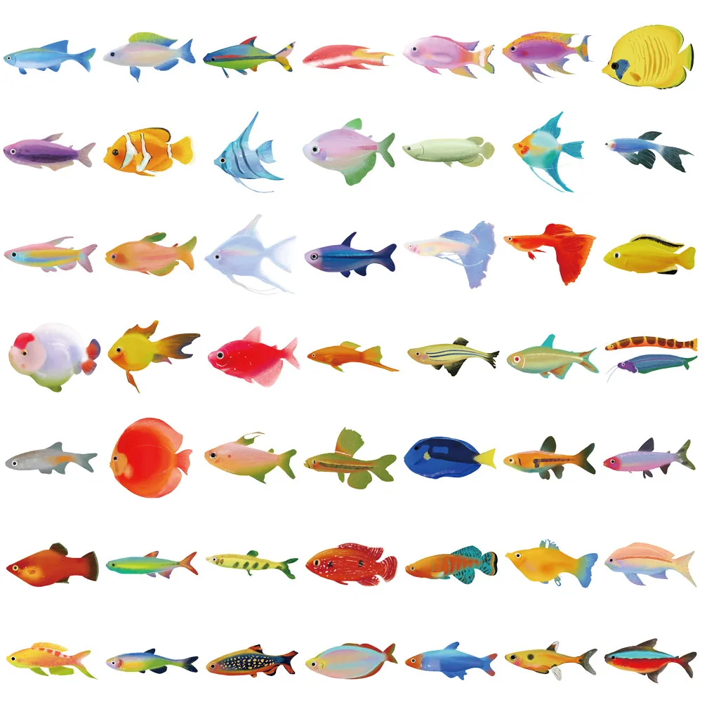 50PCS Fisch Transparente Aufkleber Laptop Aufkleber – Bild 6
