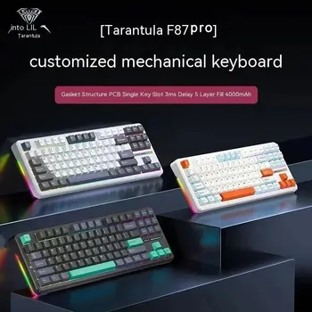 AULA F87 Pro Mechanische Tastatur, 2,4 g/USB/Bluetooth, Tri-Modus, kabellos, 87 Tasten, RGB-PBT-Dichtung