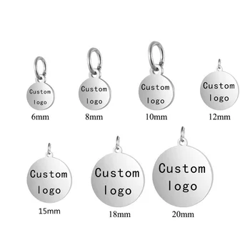 MaiLun 30 Stück lasergravierte Logo-Tags aus Edelstahl, Kreis-Tag, 6-25 mm, runder Charm, gravierbare Anhänger