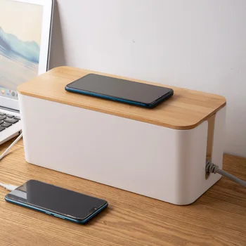 Kabel Aufbewahrung sbox Holz Stromleitung Aufbewahrung koffer staub dichte Lade buchse Organizer Draht gehäuse
