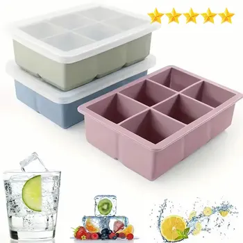 【Heiße Verkäufe】 1 Stück, Eiswürfelform mit Deckel, flexible Eiswürfelform aus lebensmittelechtem Silikon