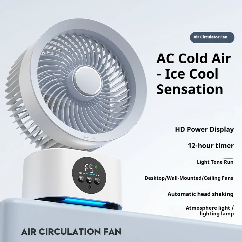 HOMEFISH Tragbarer, wiederaufladbarer USB-Wandventilator mit