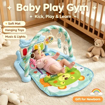 Baby-Pedal-Klavier-Aktivitätsmatte, Krabbeldecke für Säuglinge, Hängende Rasseln, Frühpädagogisches Spielzeug