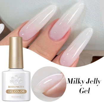BORN PRETTY 10 ml Milky Jelly White Gel Nagellack Translucent Semi Permanent Soak Off UV LED Gel Lack Maniküre