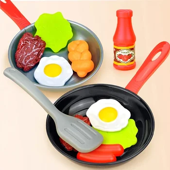 Kinder Küche Lebensmittel Spielzeug Simulation Kochgeschirr Spiel Set Pretend Spielen Topf Steak (8 Stück)
