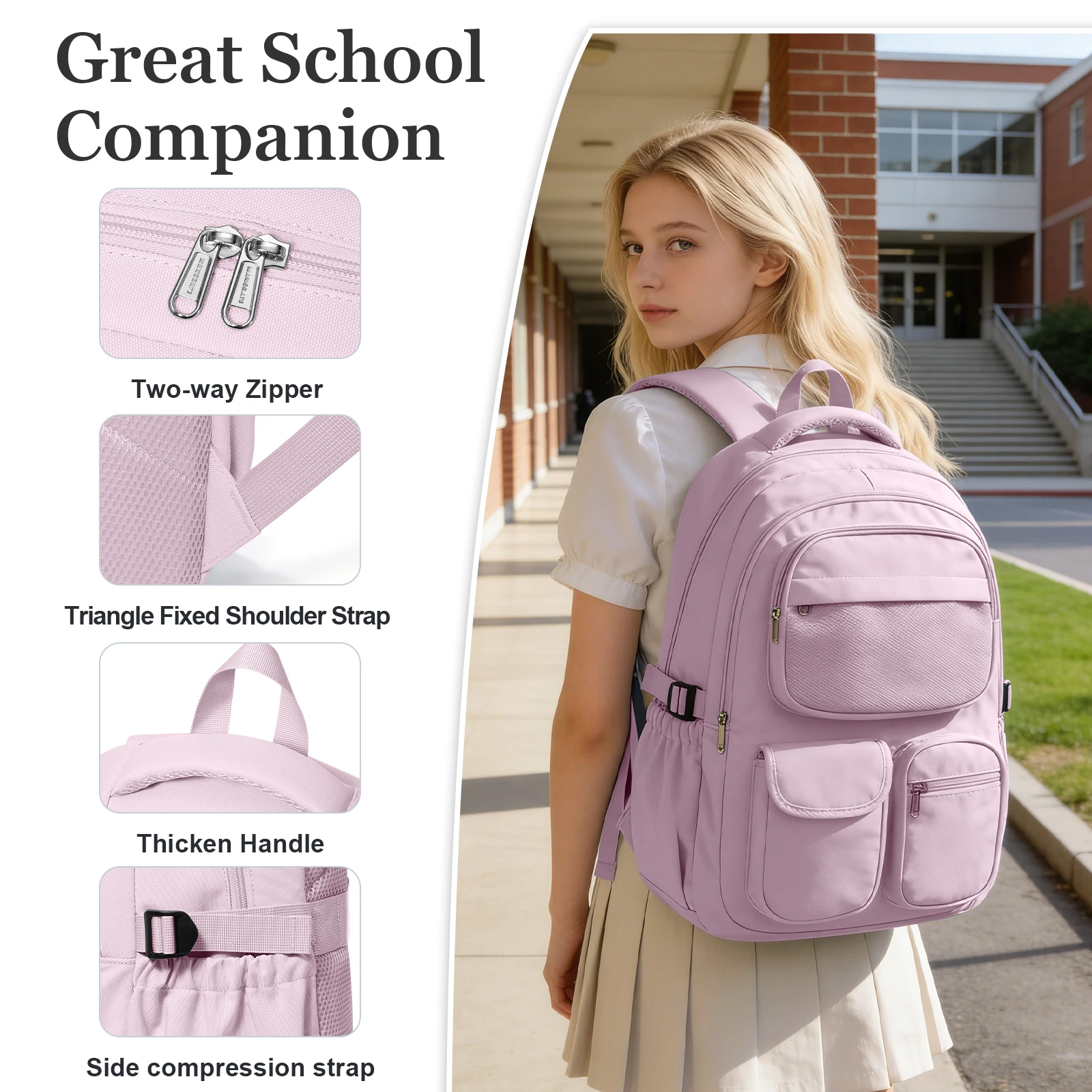 Schulrucksack für Teenager-Mädchen, Laptop-Rucksack mit – Bild 4