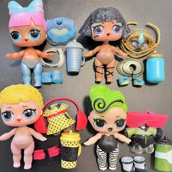 1 Puppe + 1 Kleidung + 1 Schuhe + 1 Babyflasche + 1 Zubehör LOL Puppe 8 cm große Schwestern Mädchen DIY