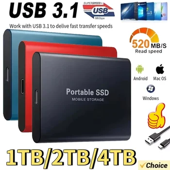 【Brand+】 Externe SSD 1TB/2TB/4TB Langlebige Tragbare Festplatte Hochleistungs--Solid-State-Laufwerk